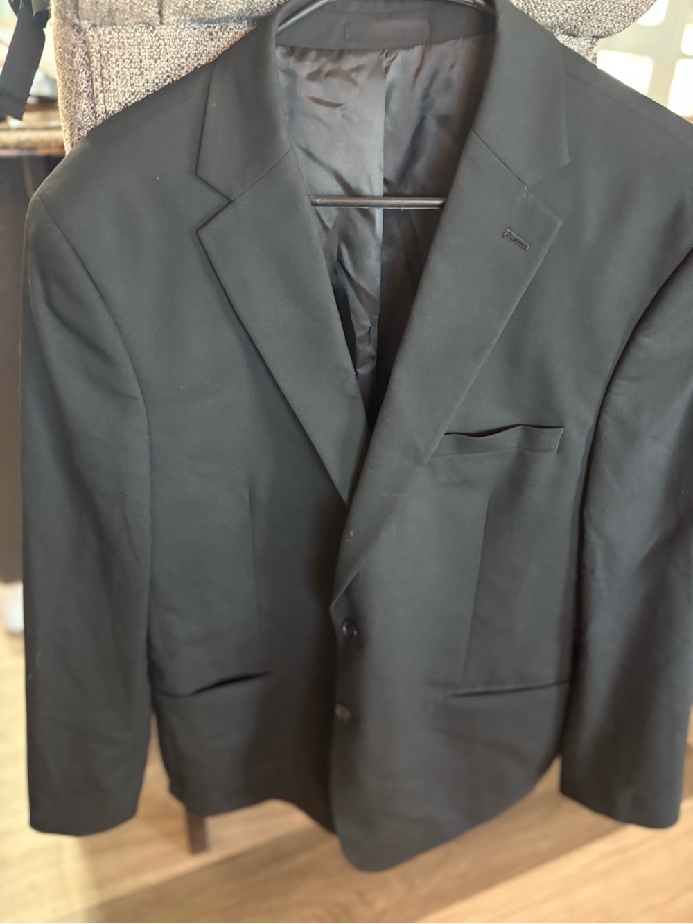 Calvin Klein Men's Black Slim Fit Suit Jacket 2-Button Notch Lapel 46R